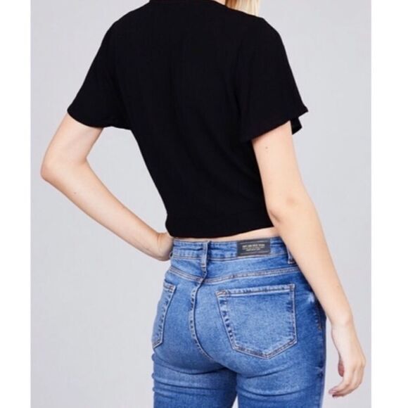 Cropped Tie Front Top - Picture 6 of 8